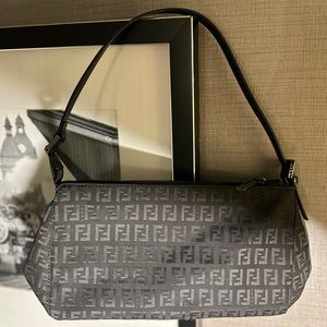 SOLD Vintage Fendi Zucchino Black Shoulder Bag